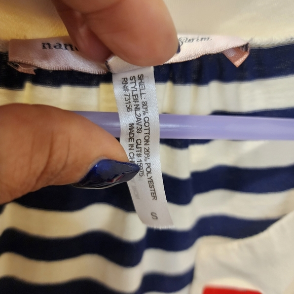 NANETTE LEPORE BLue and Ivory Stripes Roll up Sleeves Swim Cover up size S - Picture 5 of 10